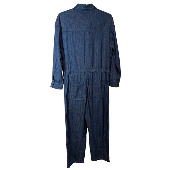 Levi's Baggy Surplus Jumpsuit Dark Wash Denim Small Coveralls Boilersuit Utility - Picture 6 of 11